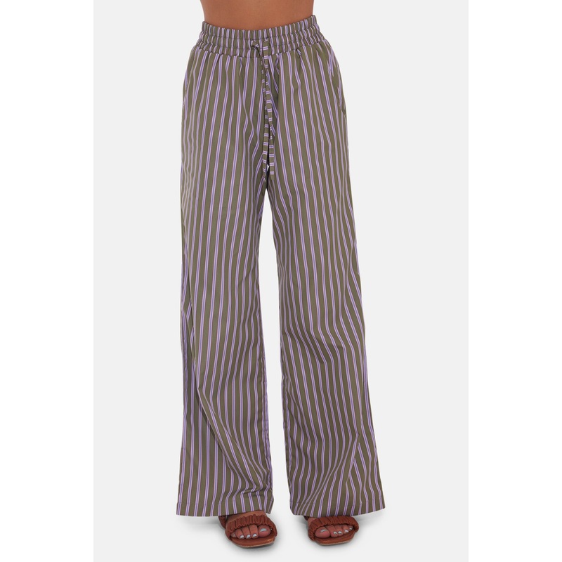 Georgica Beach Poplin Pant Green Multi Stripe