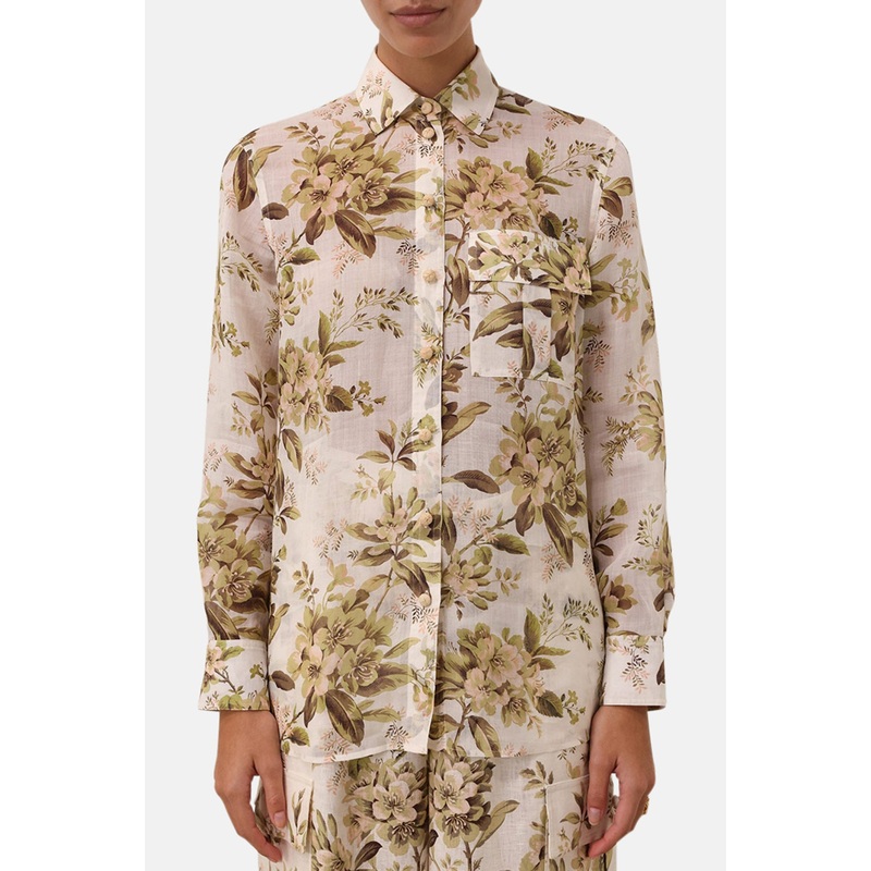 Golden Manstyle Shirt Sage Toile Floral