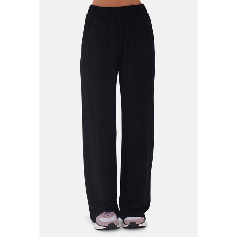 Goldie Wide Leg Terry Pant Black