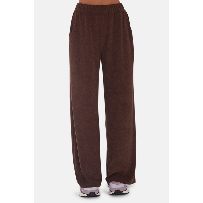 Goldie Wide Leg Terry Pant Brown