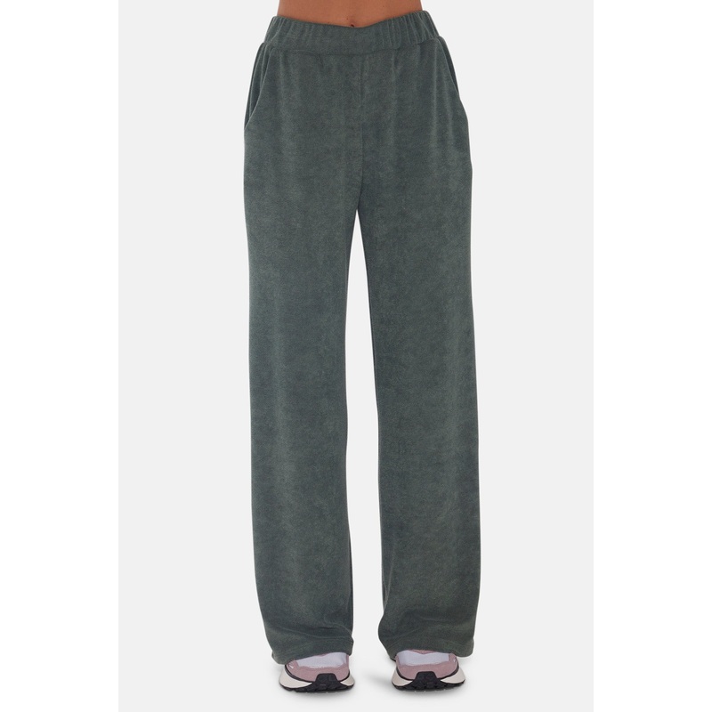 Goldie Wide Leg Terry Pant Green