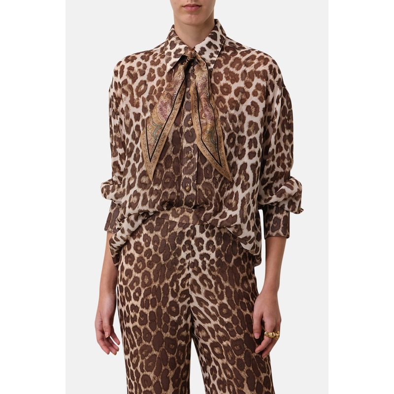 Illustration Leopard Shirt Chocolate Leopard