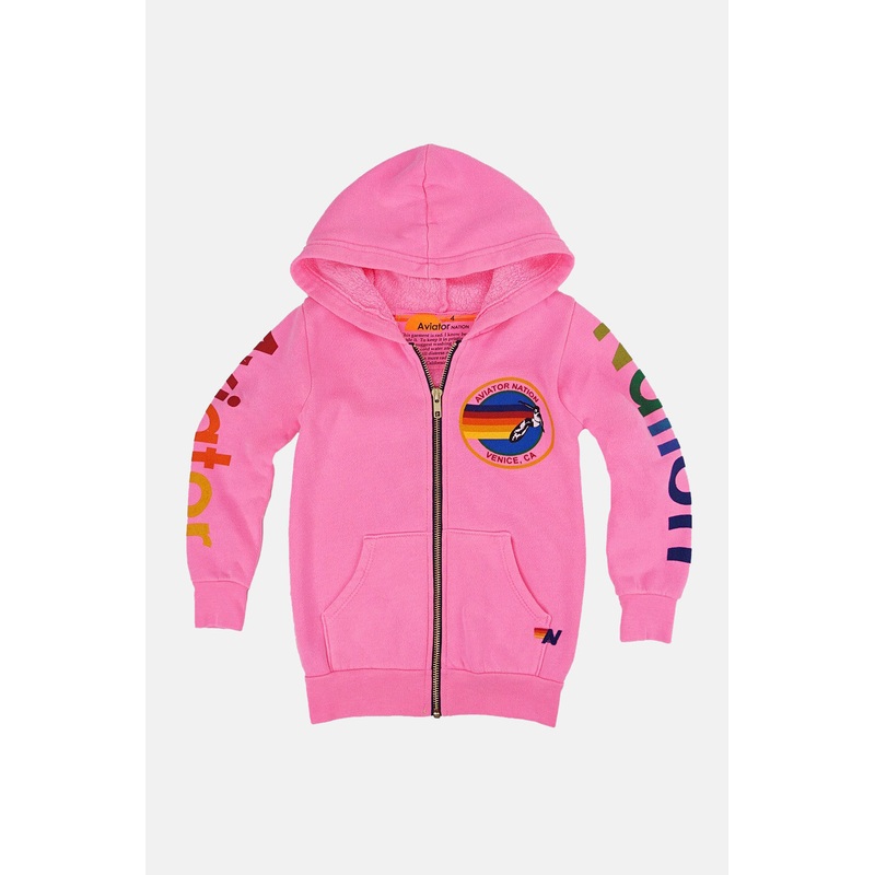Kids Signature Zip Hoodie Neon Pink