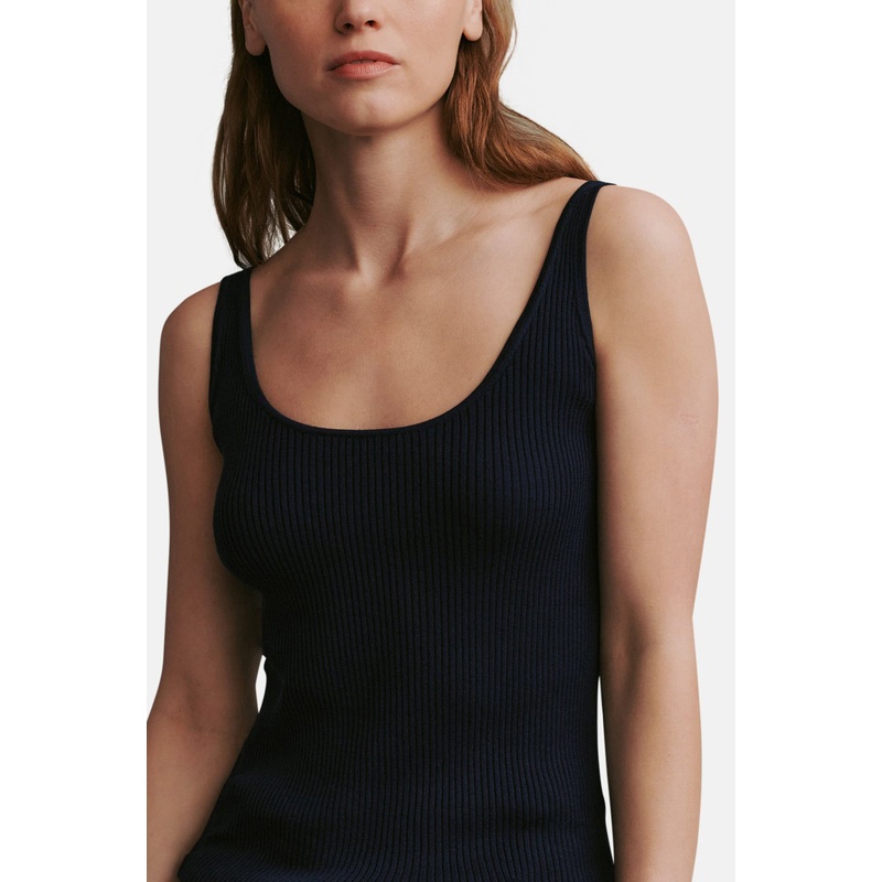 Knit Tank In Cotton Silk Midnight