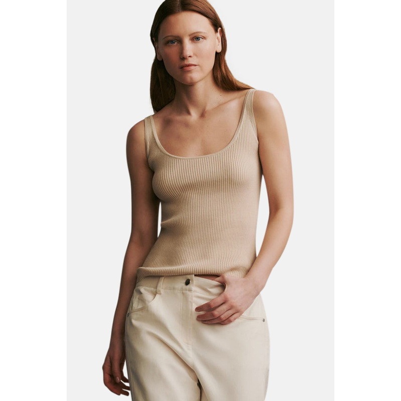 Knit Tank In Cotton Silk Wheat