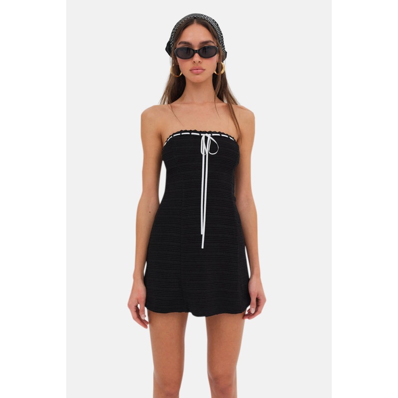 Mayfair Crochet Mini Dress Black