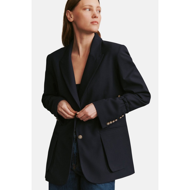 Mo Blazer In Chintzed Wool Midnight