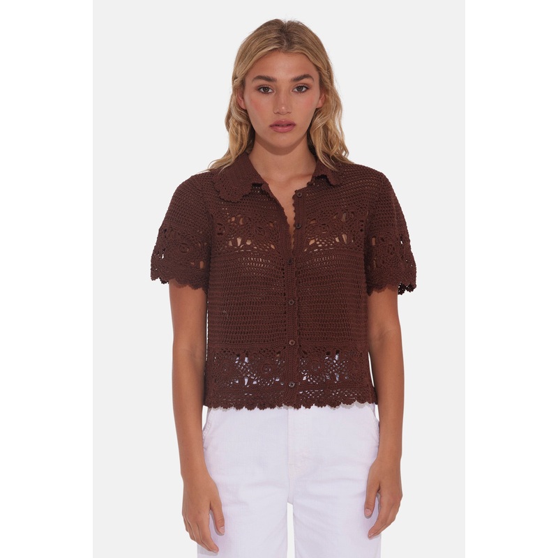 Molly Crochet Shirt Brown|XXS|XS|S|M