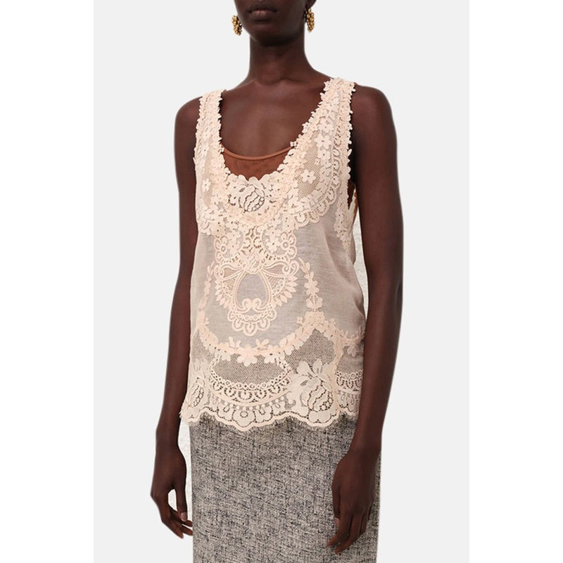 Natura Lace Patch Tank Peach|0|1