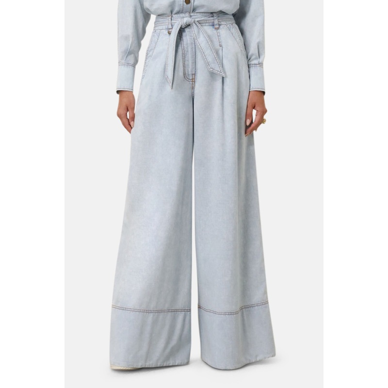 Wide Leg Denim Pant Blue Smoke