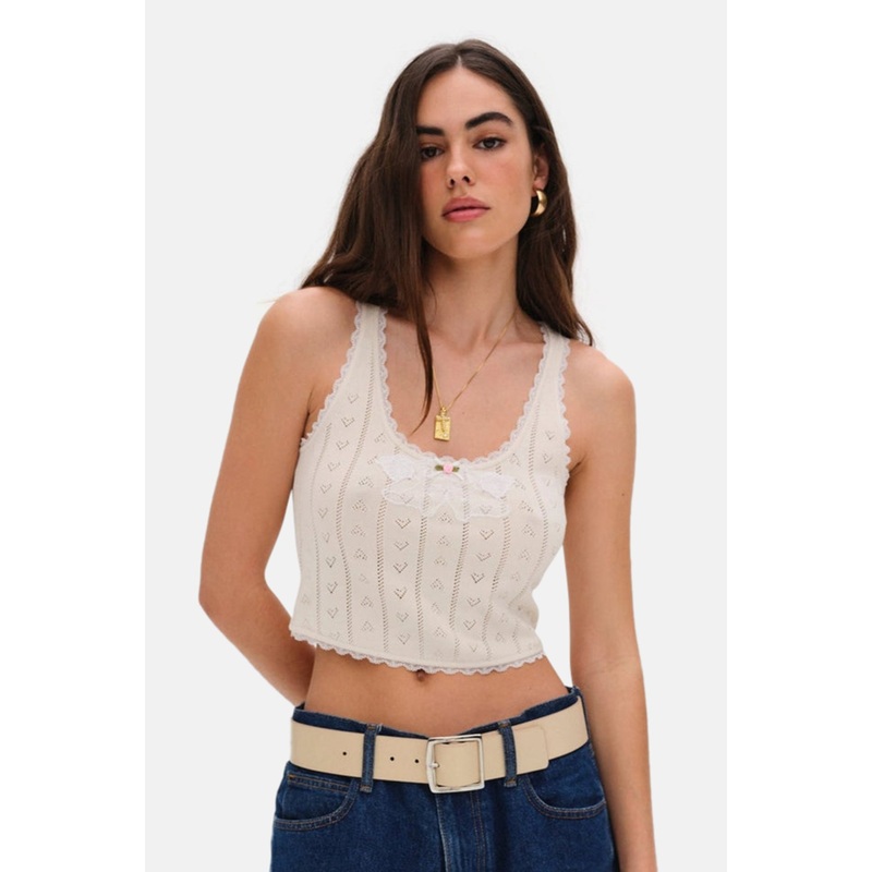 Angelina Knit Tank Top Cream|XXS|XS|S|M|L