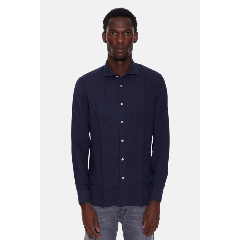 Cotton French Collar Shirt Navy