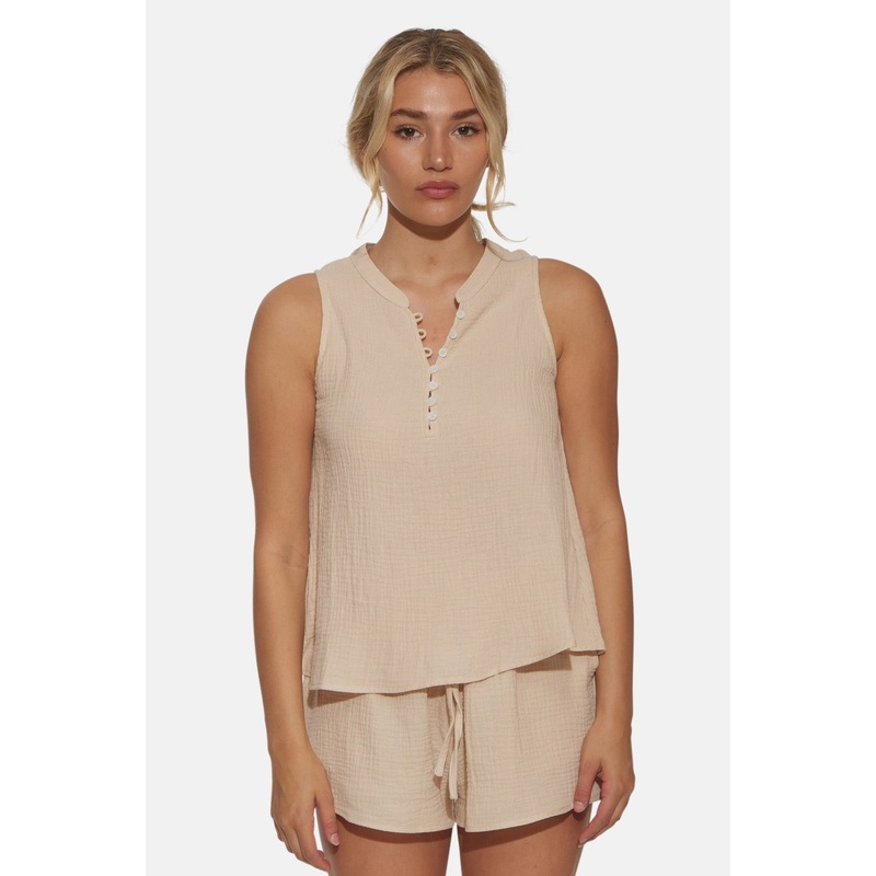 Devon Gauze Sleeveless Top Natural