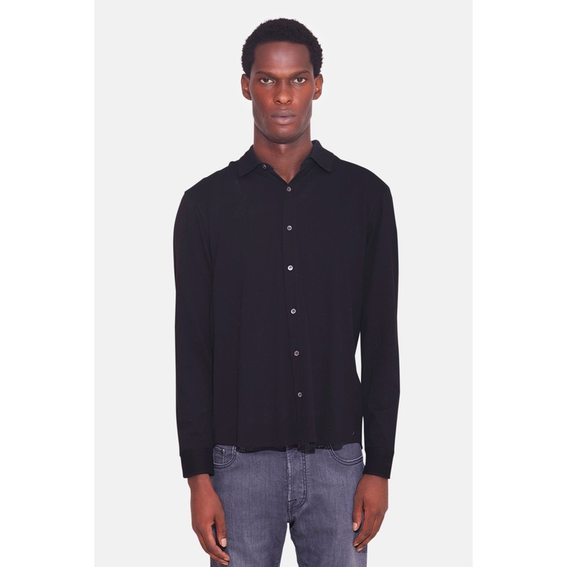Dre Pique Button Up Shirt Black
