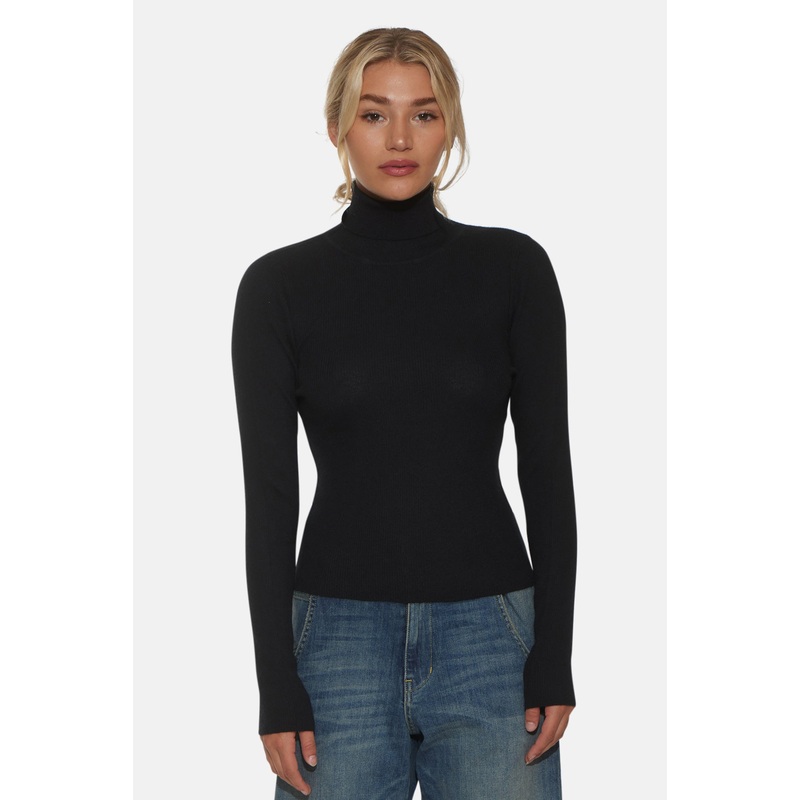 Eva Cashmere Turtleneck Sweater Black
