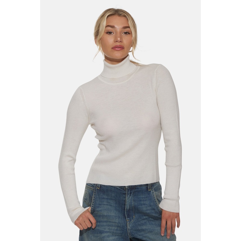 Eva Cashmere Turtleneck Sweater Ivory