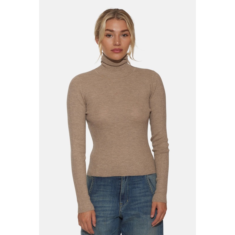 Eva Cashmere Turtleneck Sweater Mink