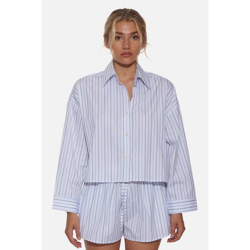 Gansett Poplin Crop Shirt Multi Stripe