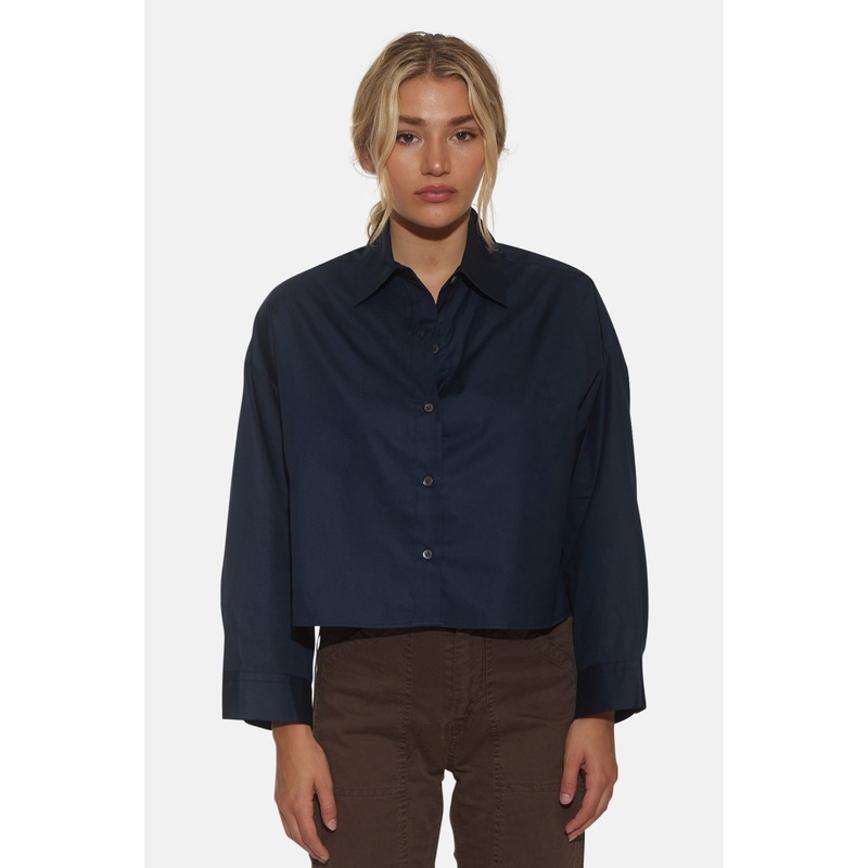 Gansett Poplin Crop Shirt Navy