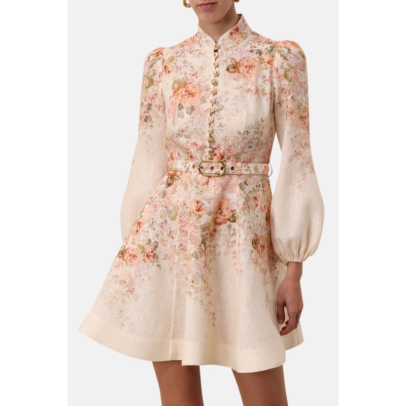 Illustration Buttoned Mini Cream Rococo Floral