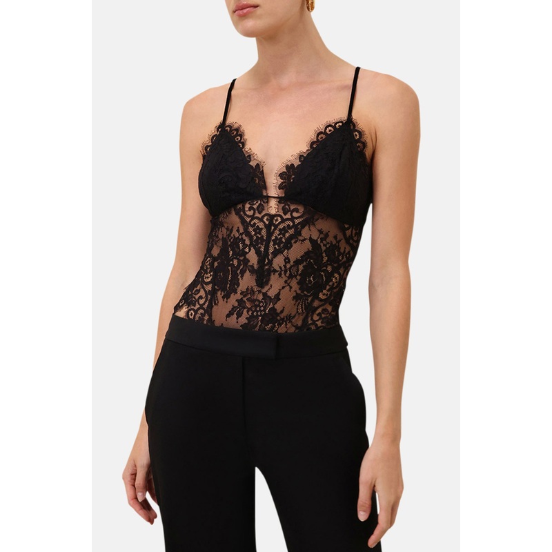 Illustration Lace Teddy Bodysuit Black