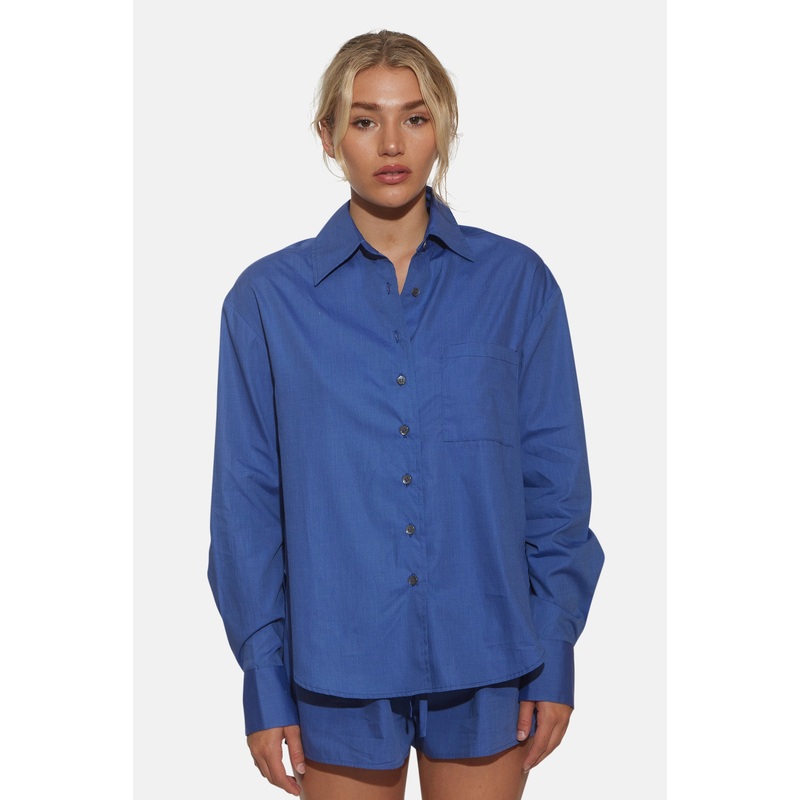 Lily Poplin Boyfriend Shirt Dark Chambray