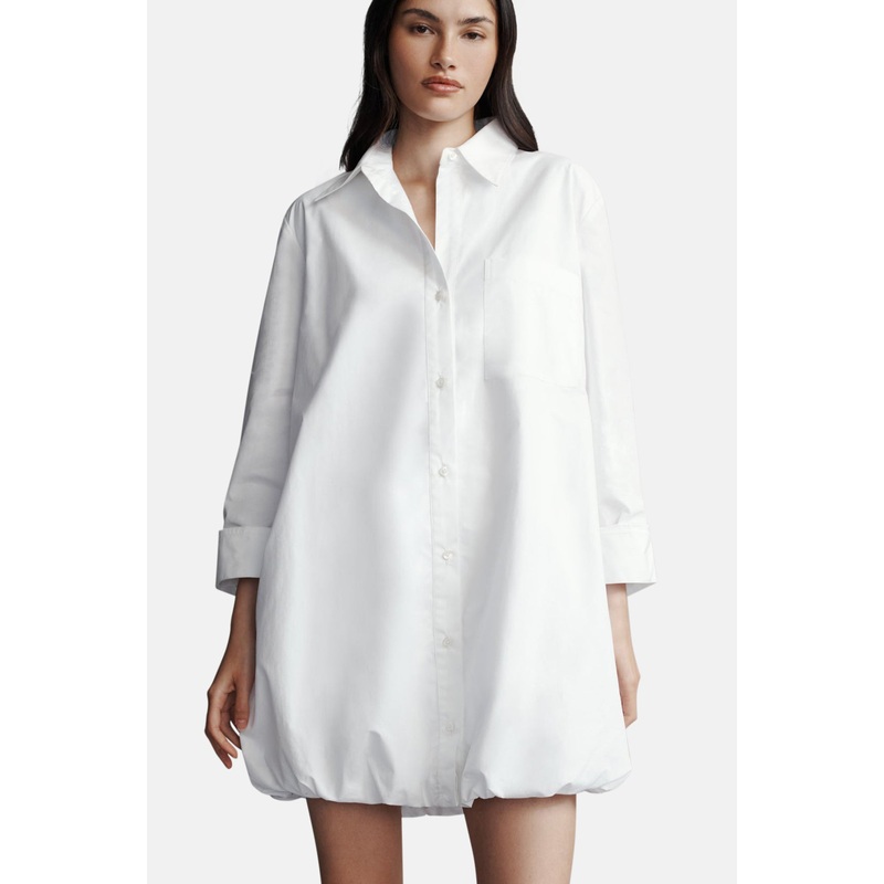 Lunch At LouLou Dress In Cotton Shirting White