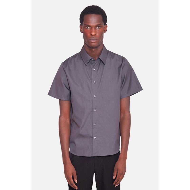 Poplin Short Sleeve Buttondown Charcoal