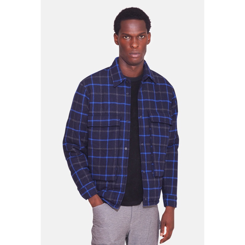 Quilted Snap Shirt Navy Plaid|XS|S|M|L|XL|XXL|XXXL