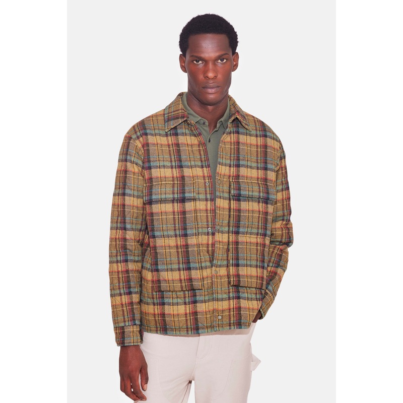 Quilted Snap Shirt Tan Plaid|S|M|L|XL|XXL|XXXL