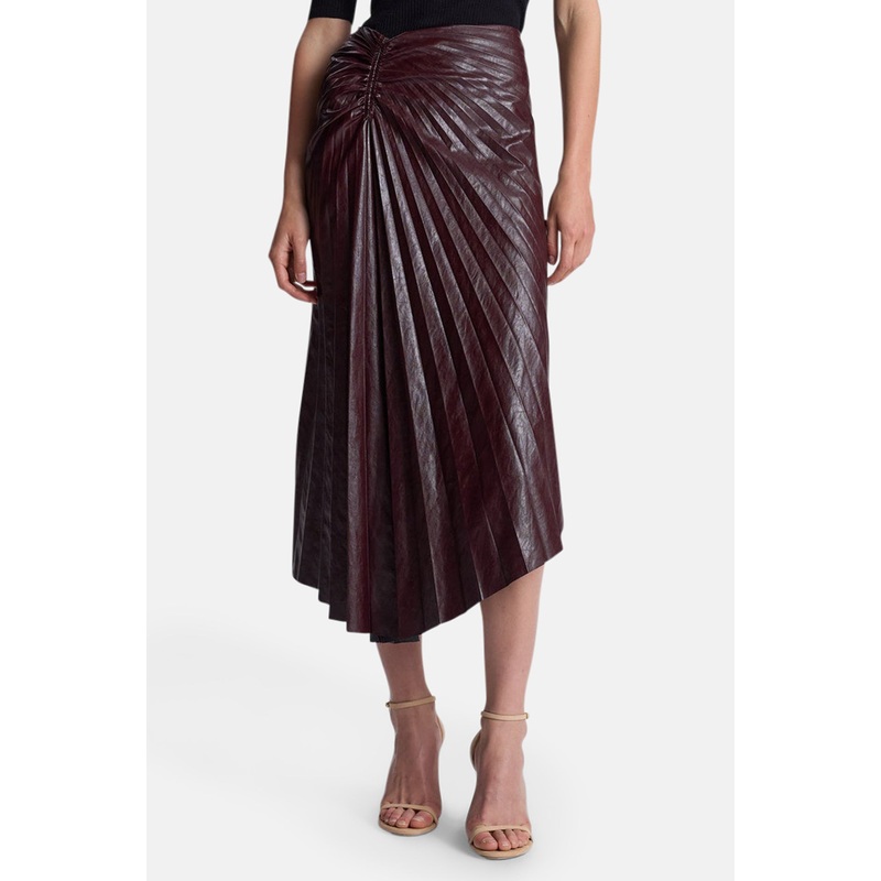Tracy Textured Vegan Leather Skirt Cordovan