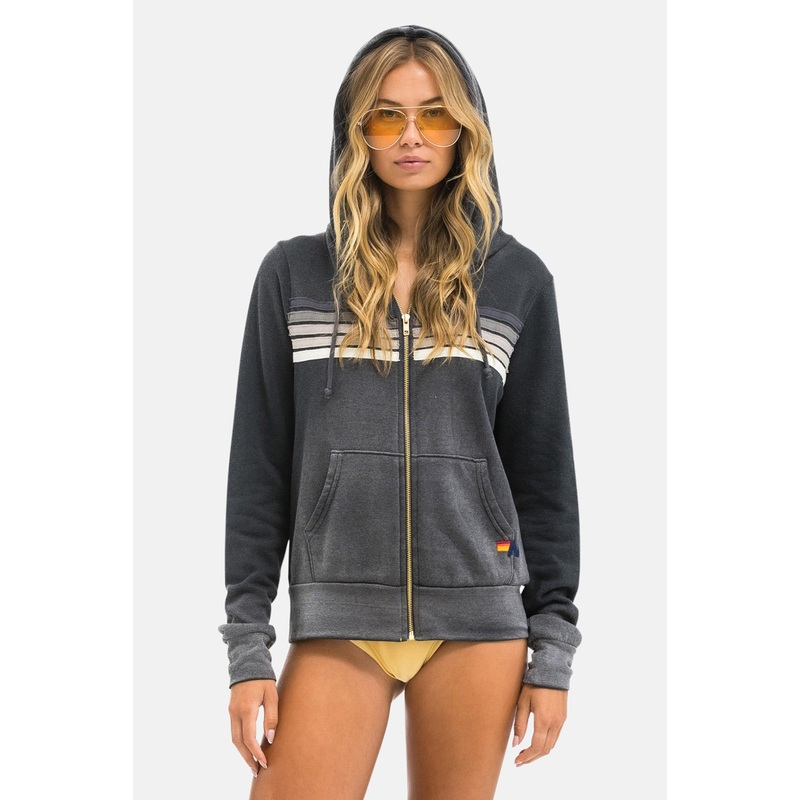 5 Stripe Zip Hoodie Faded Smoke