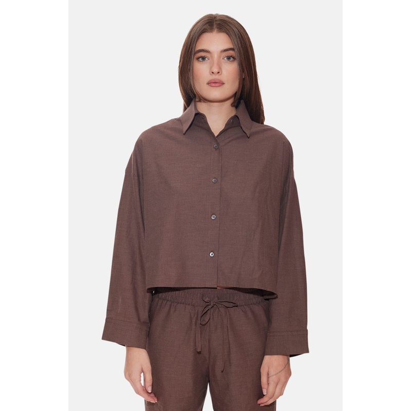 Chateau Twill Crop Shirt Brown