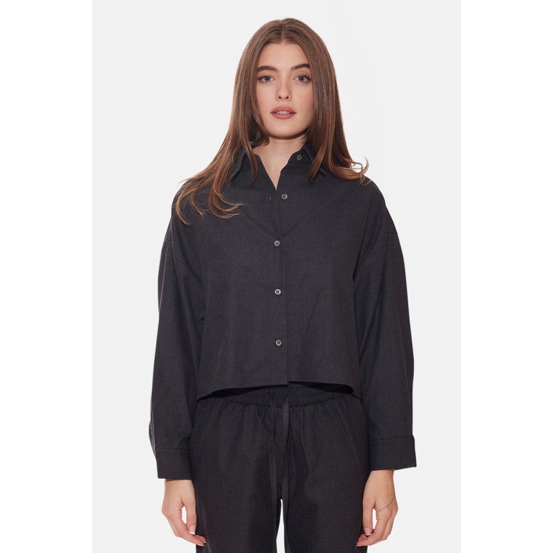 Chateau Twill Crop Shirt Charcoal