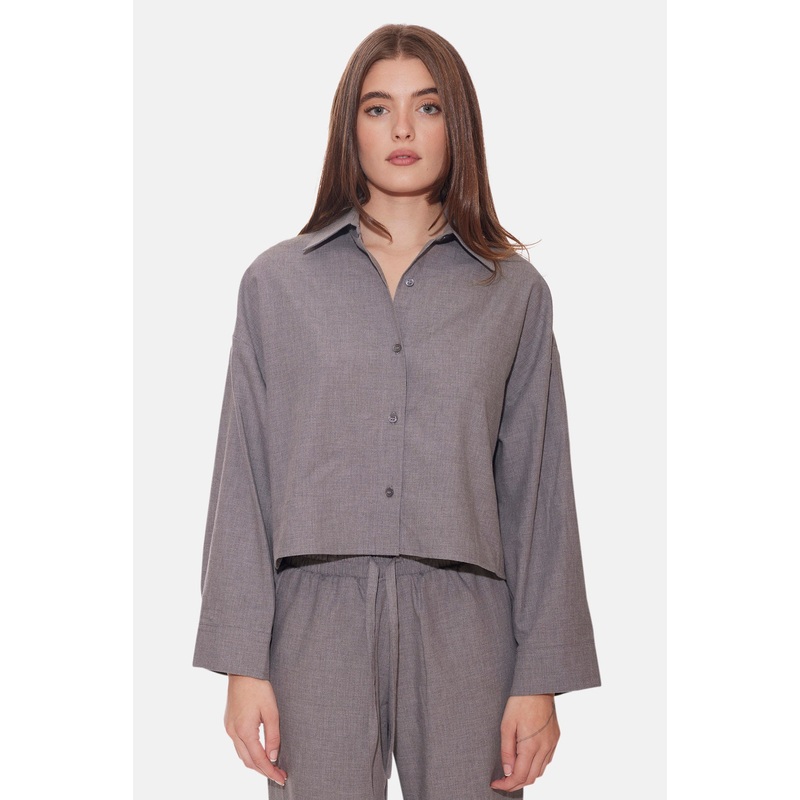 Chateau Twill Crop Shirt Heather Grey