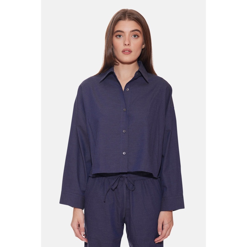 Chateau Twill Crop Shirt Navy|XS/S|M/L