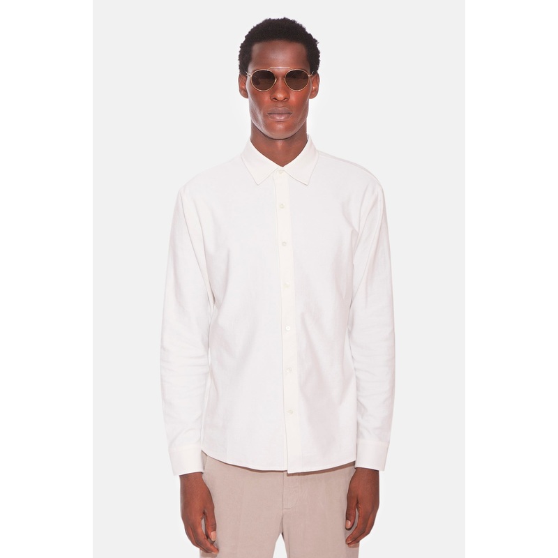 Dre Pique Button Up Shirt Ivory