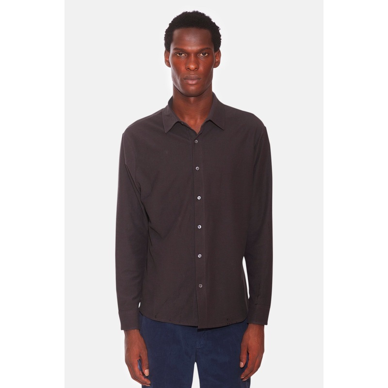 Dre Pique Button Up Shirt Mocha