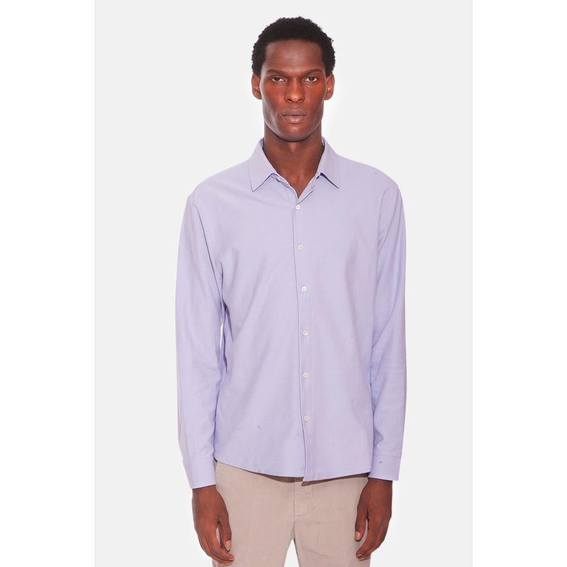 Dre Pique Button Up Shirt Pale Lavender