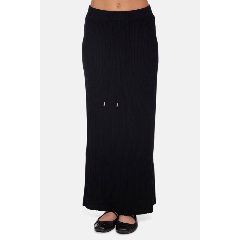 Gertrude Ribbed Maxi Skirt Black