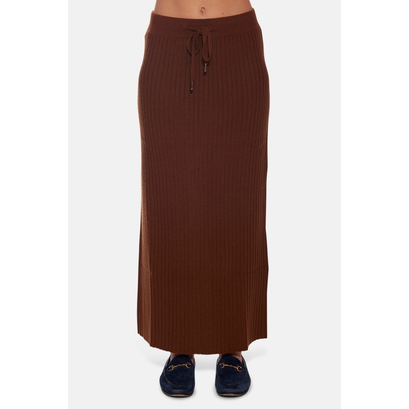 Gertrude Ribbed Maxi Skirt Brown