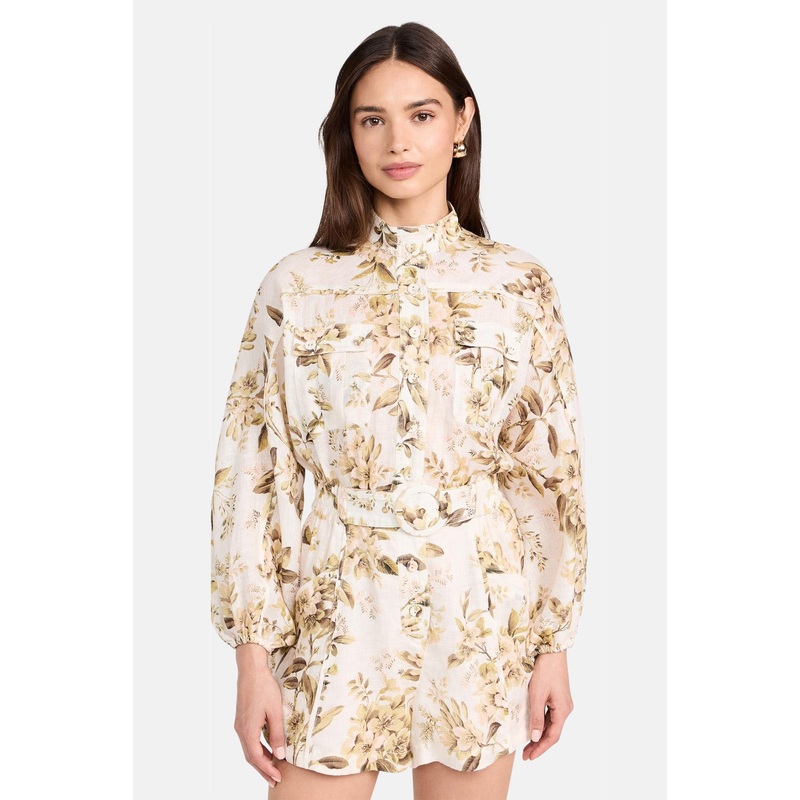 Golden Panelled Playsuit Sage Toile Floral