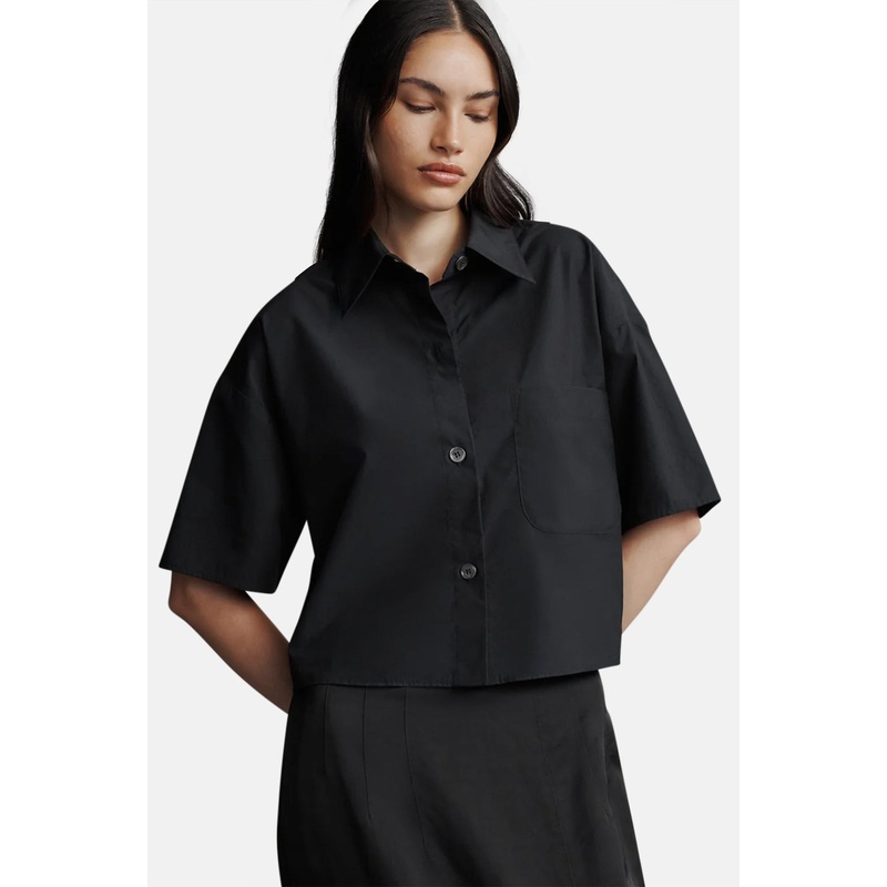 Hazelwood Top In Cotton Shirting Black
