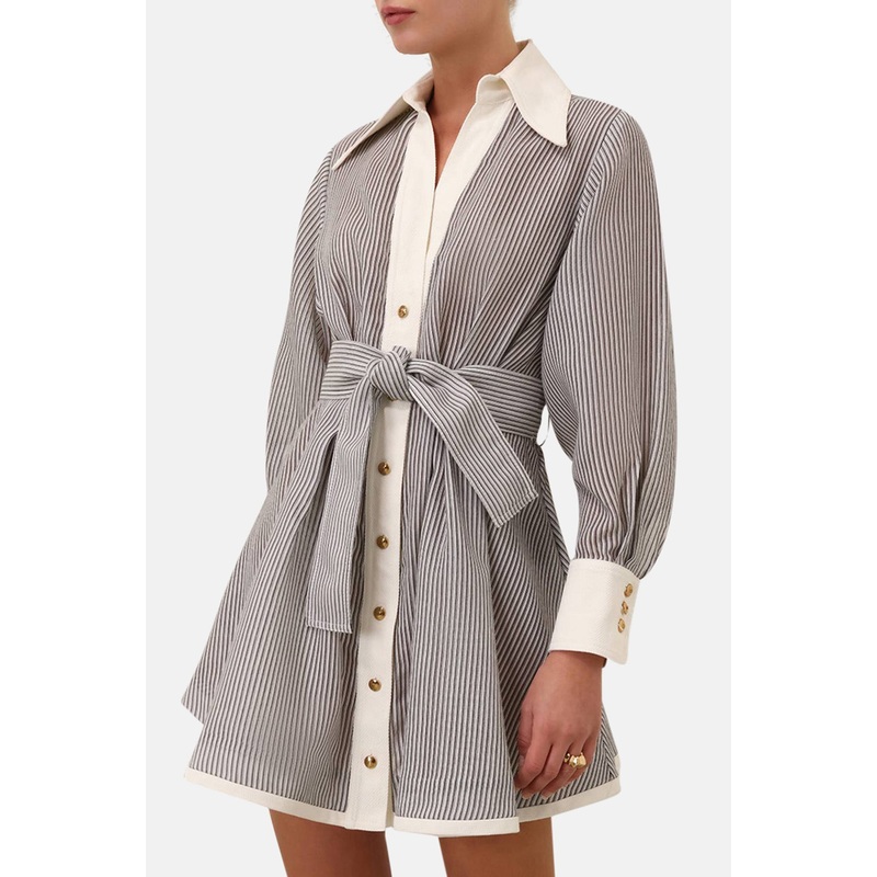 Illustration Tuck Mini Dress Stripe