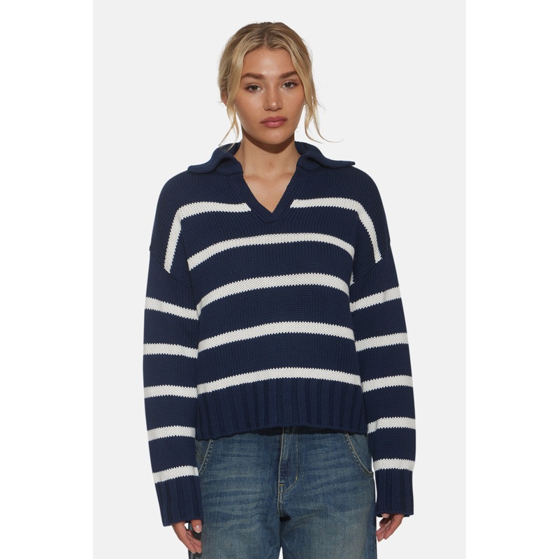 Jackie Striped Sweater Navy/White