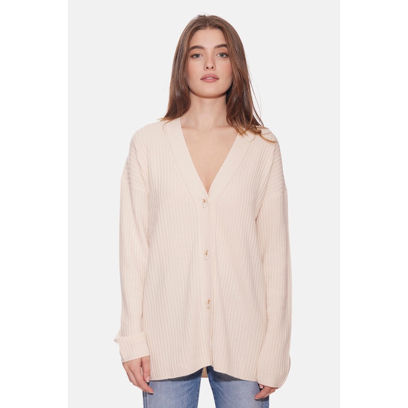 Lucy Ribbed Cocoon Cardigan Ricotta