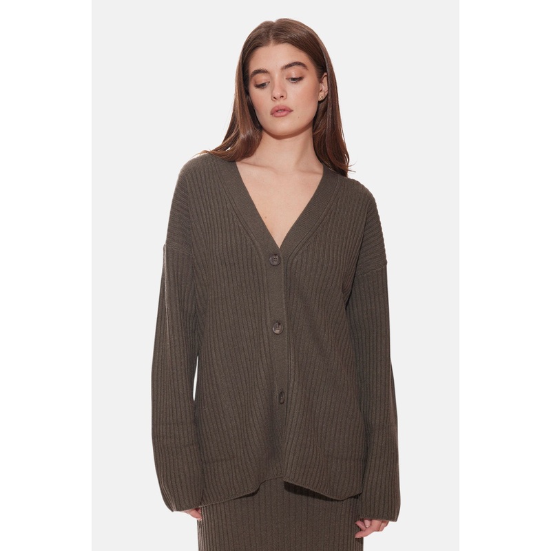 Lucy Ribbed Cocoon Cardigan Tarnished