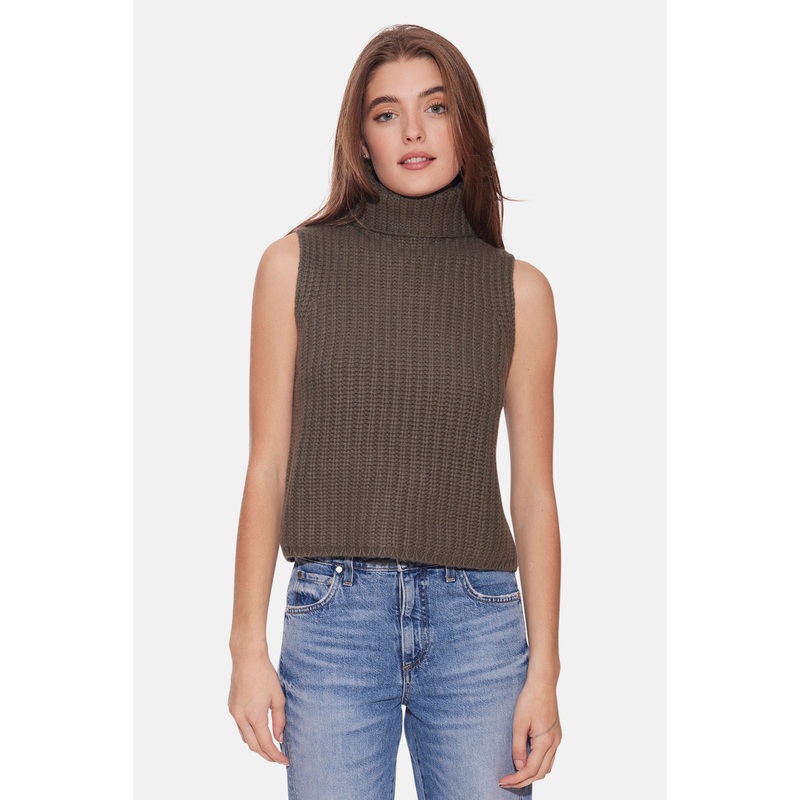 Maya Cashmere Sleeveless Turtleneck Tarnished