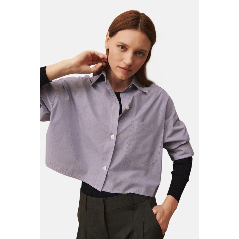 Next Ex Crop Shirt Stripe Midnight/Ivory