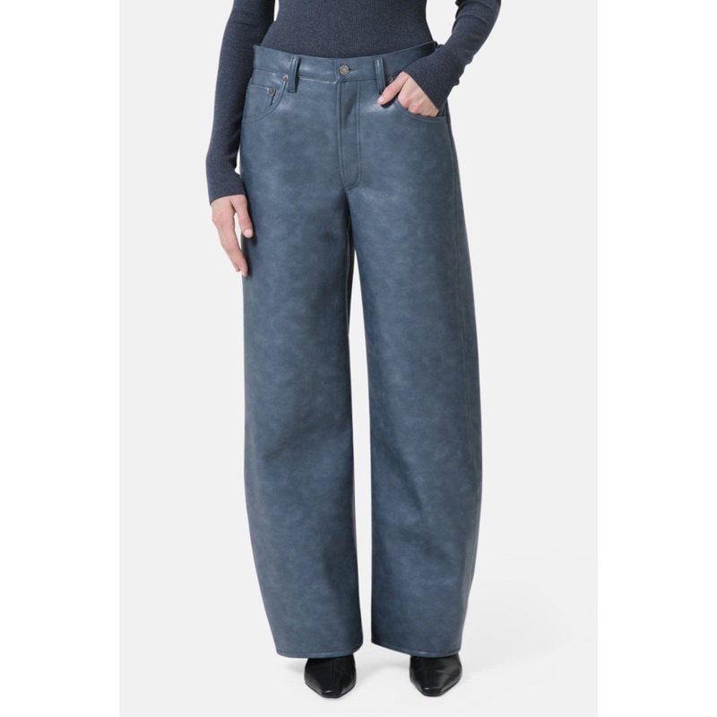 Recycled Leather Low Curve Jean In Blue Jay